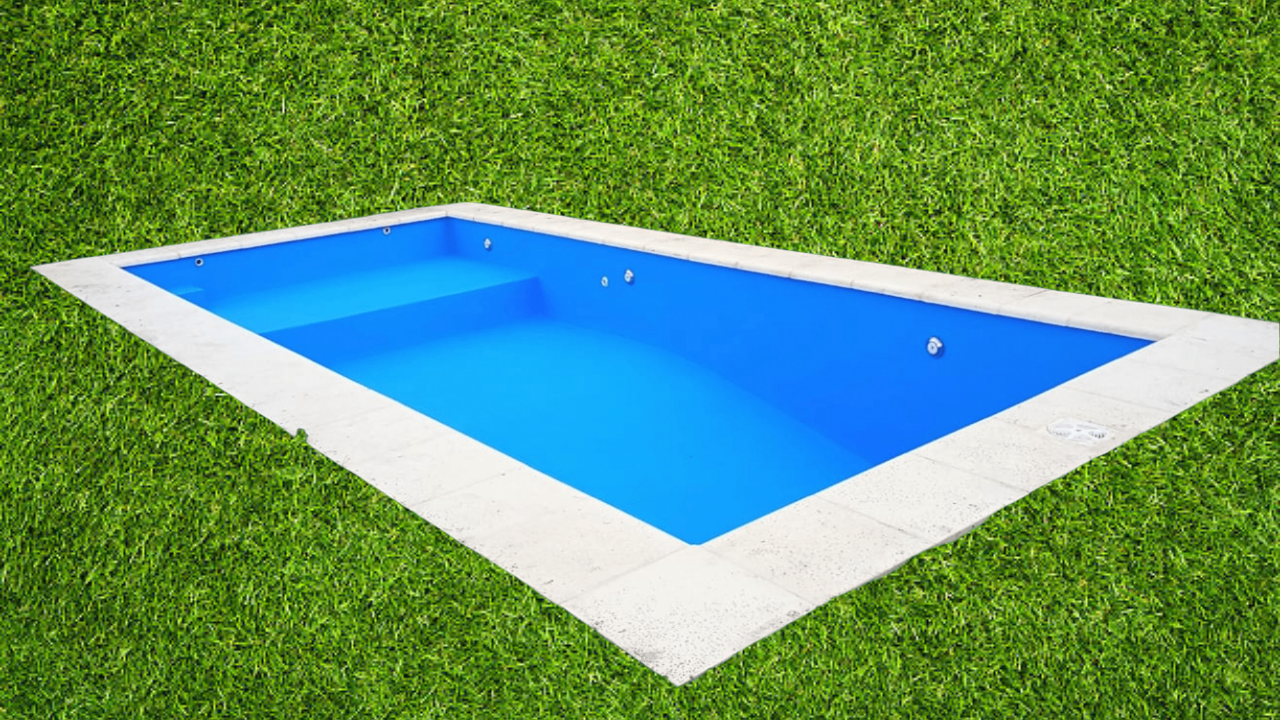 Piscina de 7.5x3.5 metros con borde atérmico